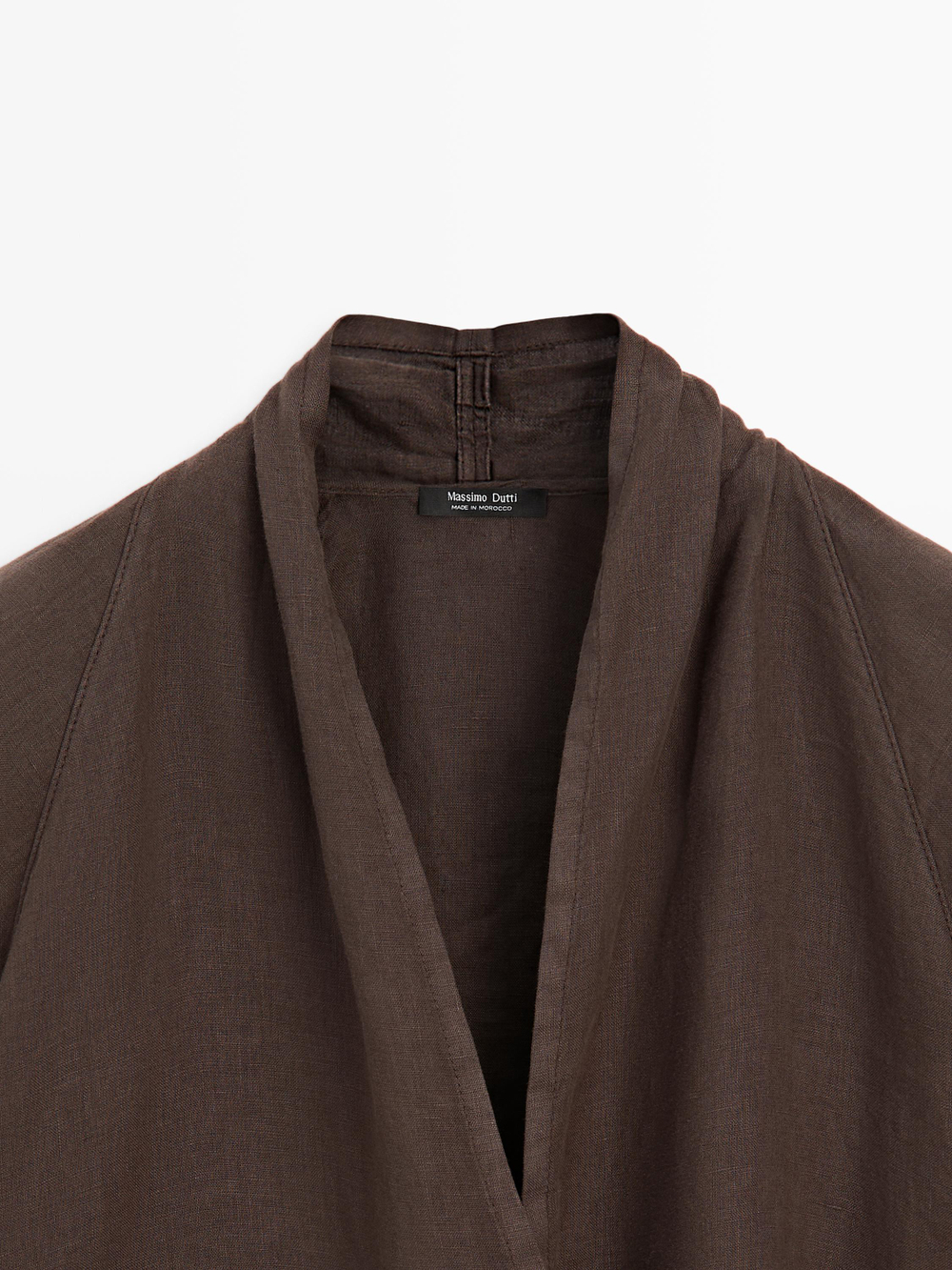Massimo Dutti Блуза из струящейся льняной ткани внахлест, коричневый