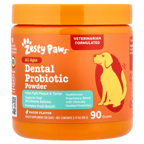 Zesty Paws, пробиотик в порошке для стоматологов, для собак всех возрастов, бекон, 90 г (3,17 унции)
