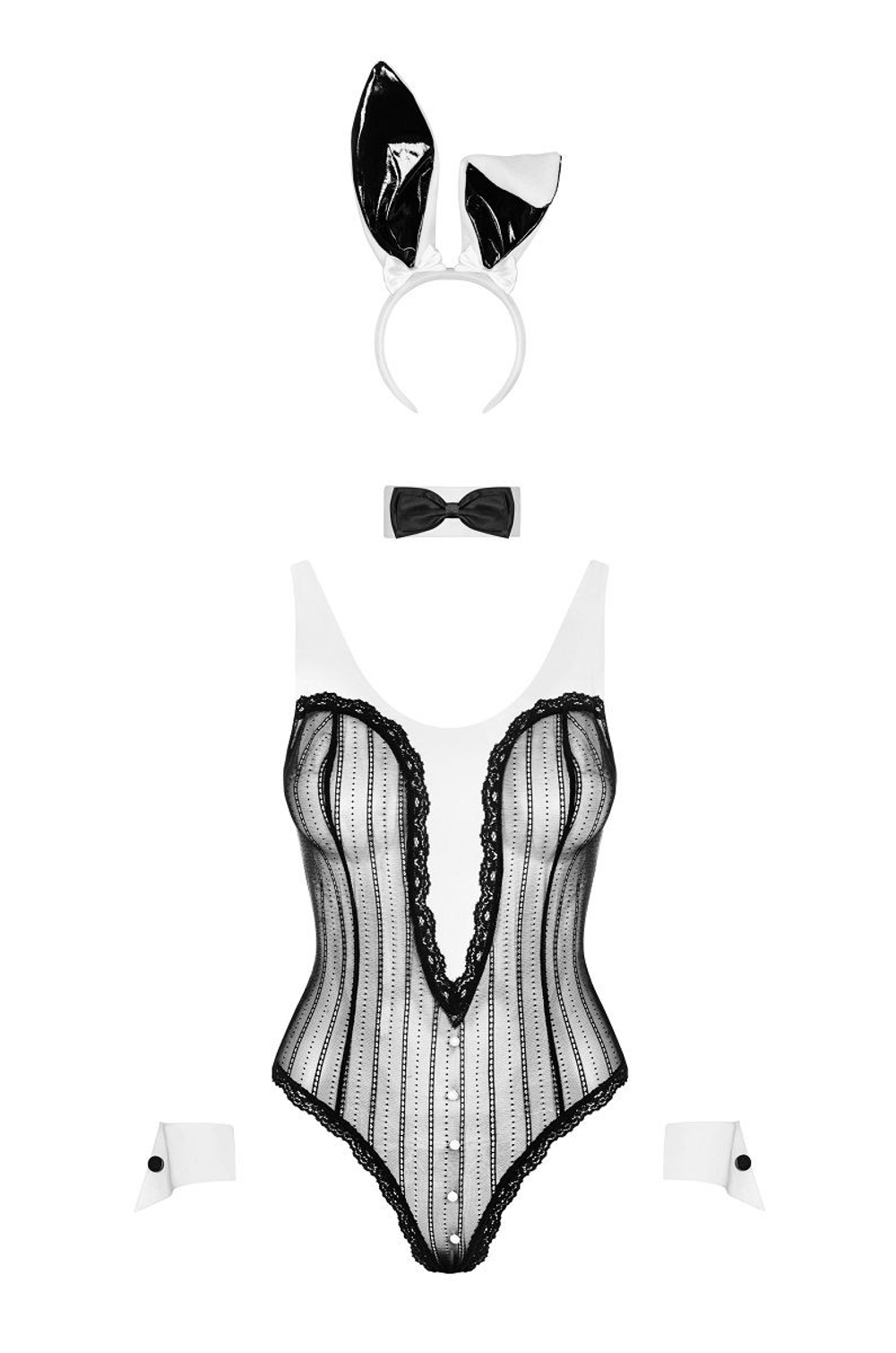 Сексапильный костюм зайки Bunny (Размер: XXL) (Цвет: белый с черным)