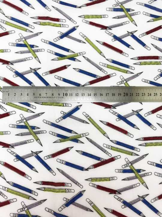 Батист принт, карандаши на белом BST2513D10C2