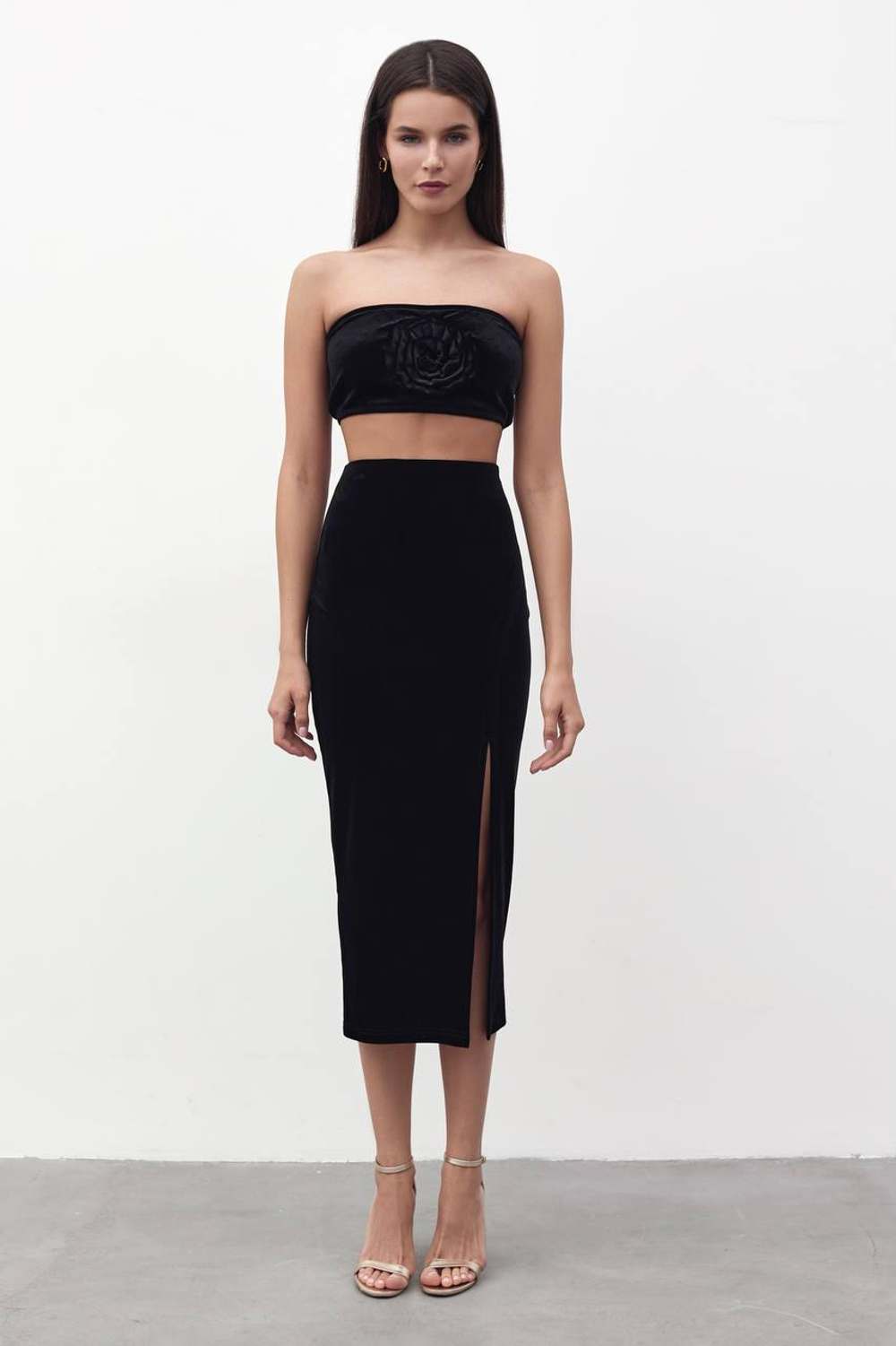 Юбка бархат с разрезом