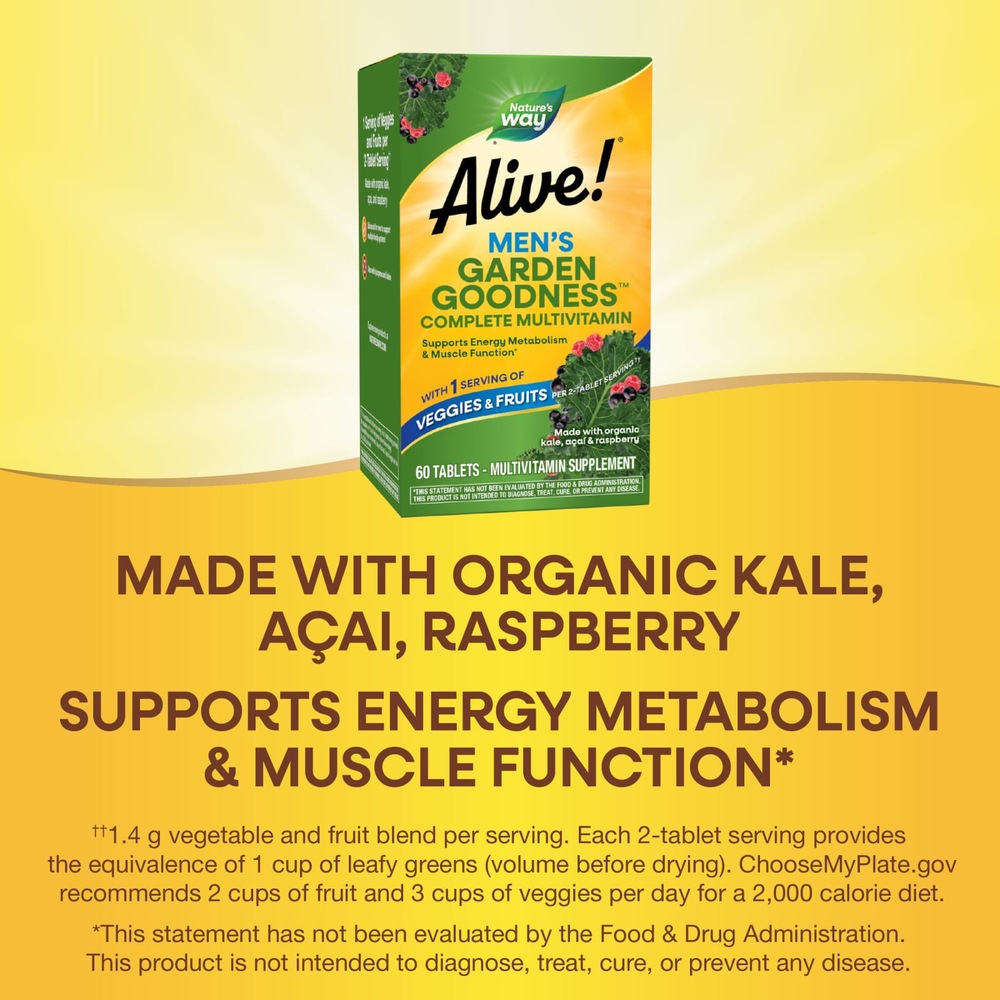 Nature's Way, Alive!® Garden Goodness™, мультивитаминный комплекс для мужчин, 60 таблеток