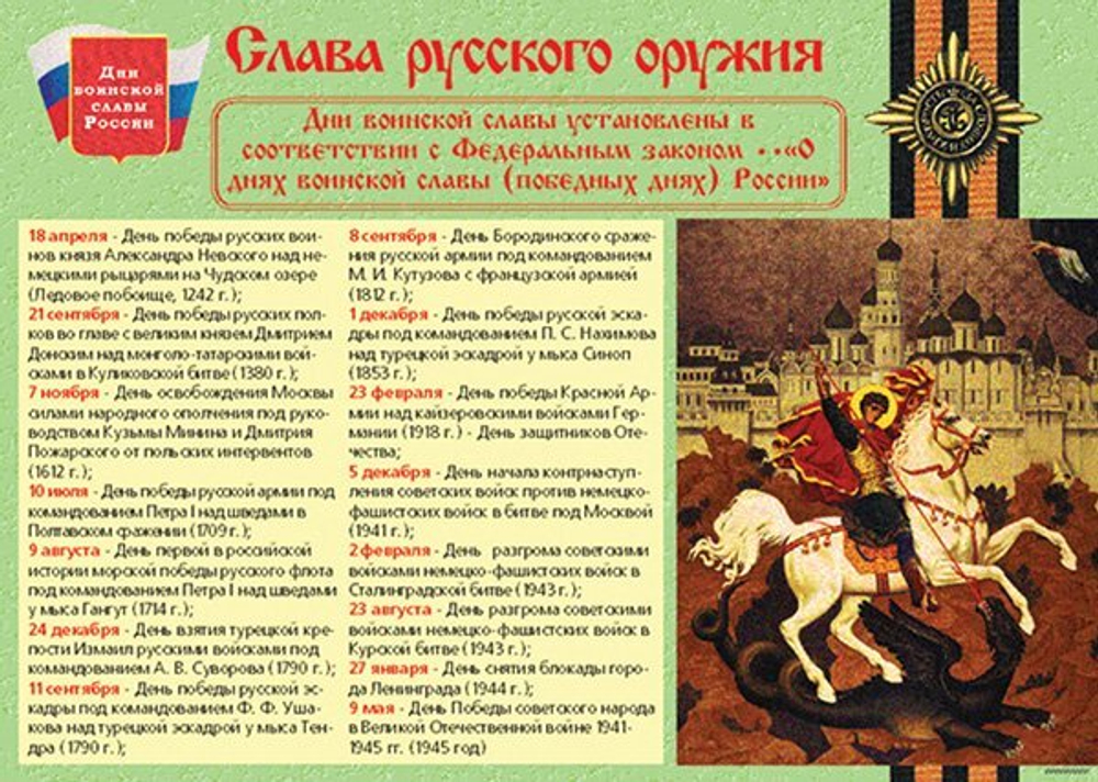 Плакаты "Дни воинской славы России" (16 пл. ф. А3)