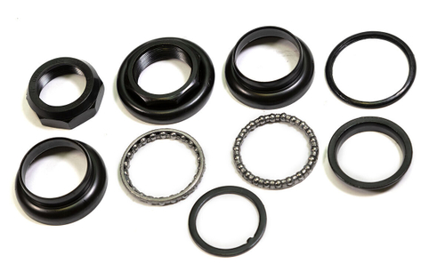 Рулевая колонка резьбовая 1 1/8", 28,6х34х30, подшипники 5/32"х22, высота 38 мм, черная