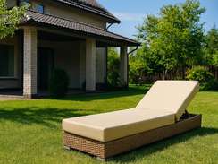 Шезлонг с матрасом Mantera, бежевый, светло-бежевый