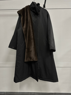 Плащ MAXI DOUBLE утепленный (черный/шоколад)