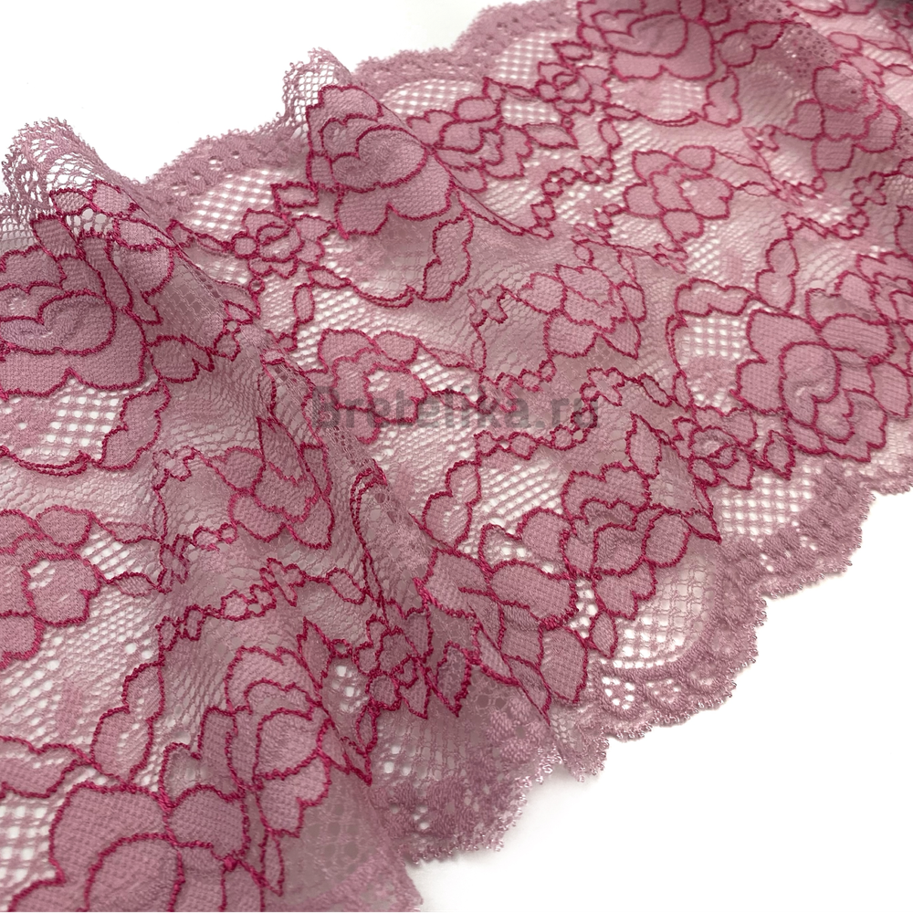 Кружево эластичное розовое 15,5 см