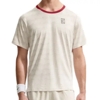 Мужская теннисная футболка Nike Court Dri-Fit Advantage Print - light beige/tough red/black