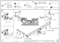 Фаркоп оцинкованный Galia C071A для Chrysler Grand Voyager 2008-, Dodge Caravan 2008-(паспорт и сертификат в комплекте)(без электрики)