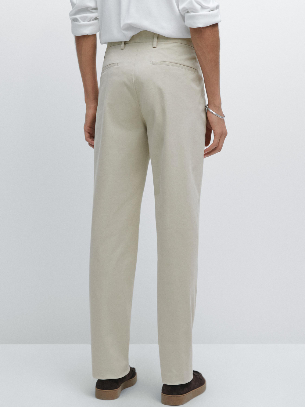 Massimo Dutti Зауженные брюки из хлопка, бежевый