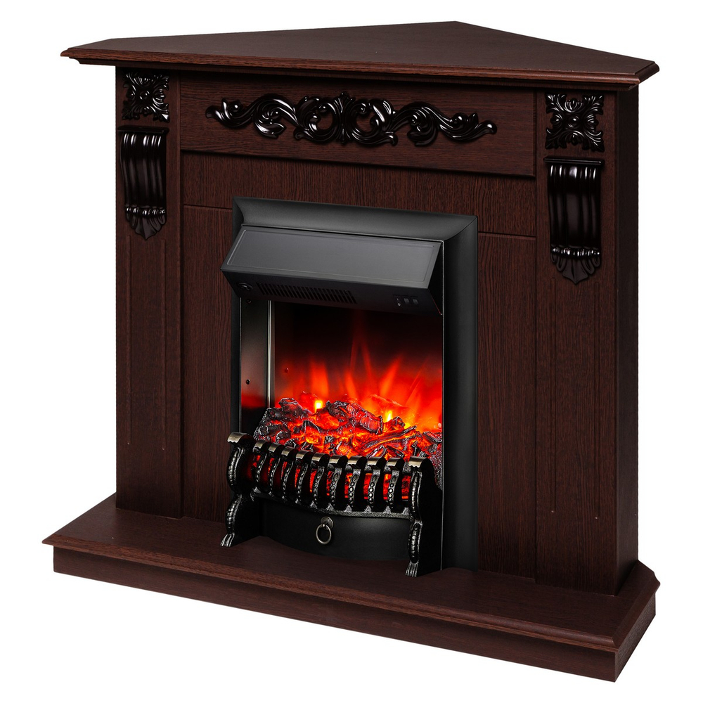 Электрокамин RealFlame Dominica Corner DN орех с очагом Fobos Lux Black