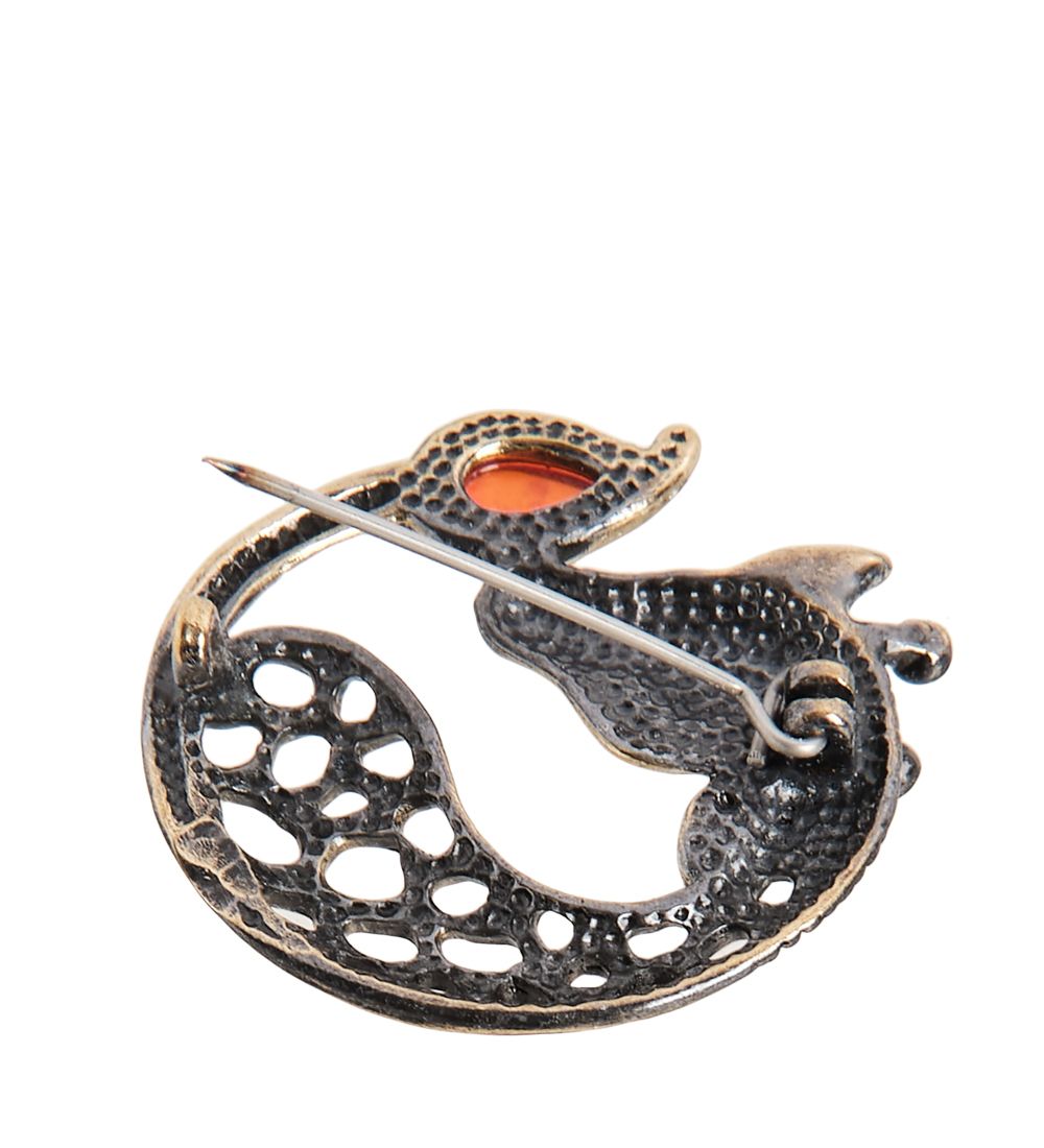 AM-2328 Брошь «Жираф» (латунь, янтарь)