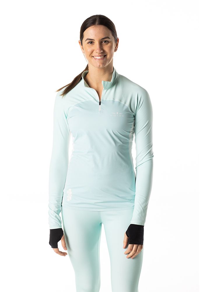 ЛОНГСЛИВ С МЕМБРАННОЙ ВСТАВКОЙ ЖЕНСКИЙ 1/2 ZIP LONG SLEEVE WIND BREAKER | AQUA