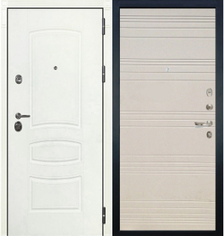 Входная металлическая дверь Лекс Сенатор 3К  Белая шагрень  №63 Дуб фактурный крем