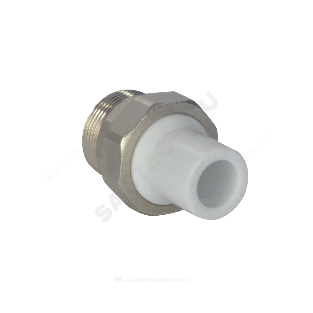 Муфта трубная PP-R комбинированная разъемная белая Дн 25х3/4" Ру25 наруж пайка/НР VALFEX 10158020