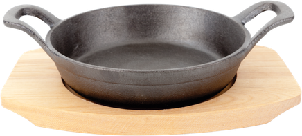 CAST IRON - Сковородка с 2-мя ручками на деревянной подставке 500 мл, 22,5х16 см H= 7,5 см, чугун CAST IRON артикул 7218202, PLAYGROUND