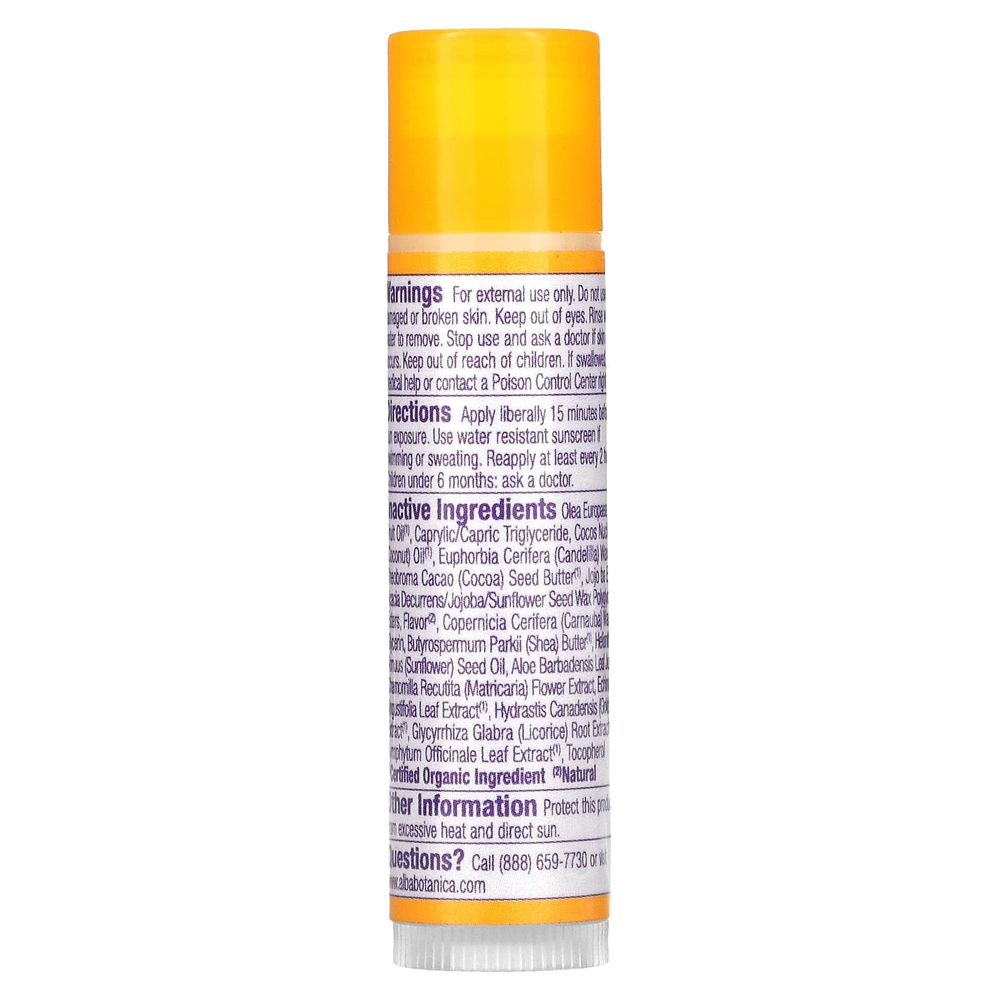 Alba Botanica, Увлажняющий солнцезащитный бальзам для губ, SPF 25, 4,2 (0,15 унции)