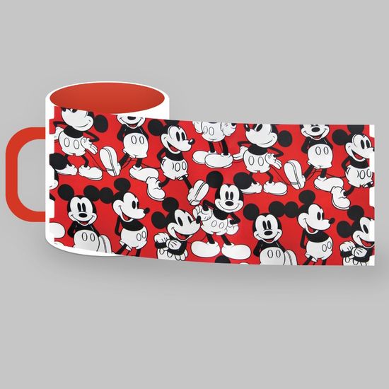 Кружка керамическая объем 330мл, "Повсюду Микки" (красная)