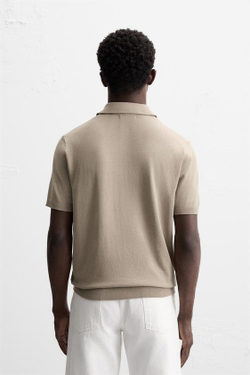 ZARA ПОЛО ИЗ СМЕСОВОЙ ВИСКОЗЫ, СВЕТЛЫЙ РЫЖЕВАТО-КОРИЧНЕВЫЙ