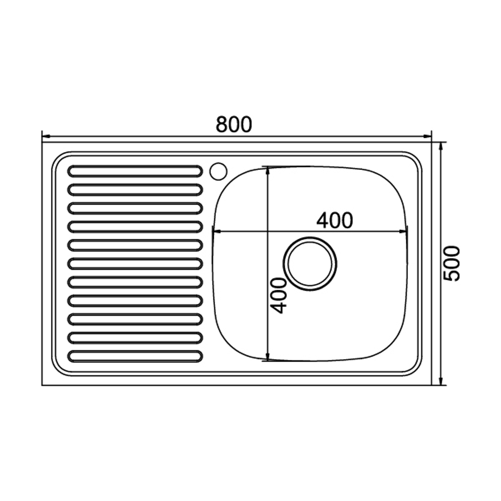 Мойка 80х50 (0,8) прав. вып 3 1/2 MIXLINE 18см с сифоном