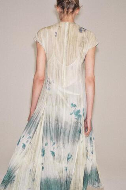 ZARA ПЛАТЬЕ МИДИ С ПРИНТОМ — ZW COLLECTION, ЭКРЮ/СИНИЙ