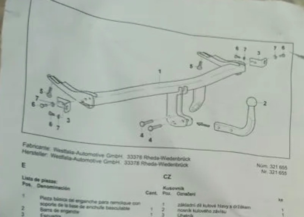 Фаркоп штатный на VOLKSWAGEN CADDY (2004-2020)(без электрики) 2K0092101A