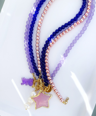 Колье из бусин камня ( violet aventurine )