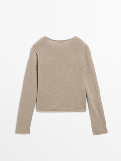 Massimo Dutti Кардиган с оверлоком, бежевый