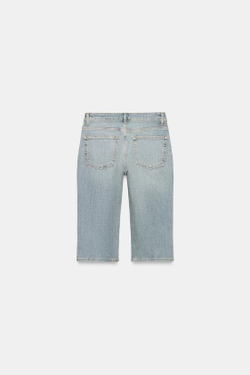 ZARA ДЖИНСЫ TRF КАПРИ СО СРЕДНЕЙ ПОСАДКОЙ, СИНИЙ