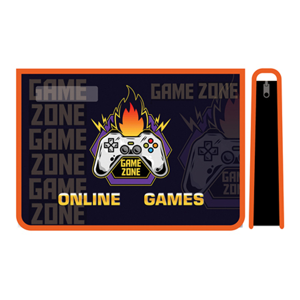 Папка для труда А4 2 отделения молния сверху пластик "Game zone" ПЧЕЛКА ПТР-22