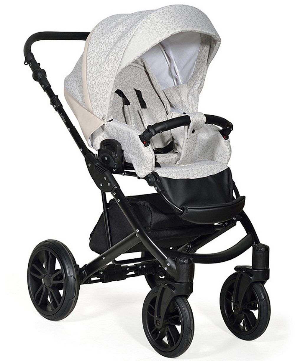 Детская коляска Indigo Mio+F 3 в 1 Mi 02 св.бежевая кожа+св.бежевый узор