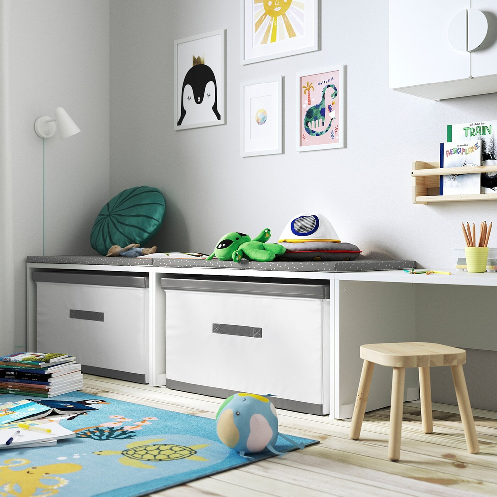 Коробка с крышкой IKEA JATTEBJORN (ЯТТЕБЬЕРН), Белый, Серый, 81x45x44 см