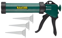 KRAFTOOL 310мл, 3 сменных сопла, универсальный, закрытый, пистолет для герметика (06677)