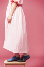 Платье с жабо и рукавами-фонариками, розовый хлопок