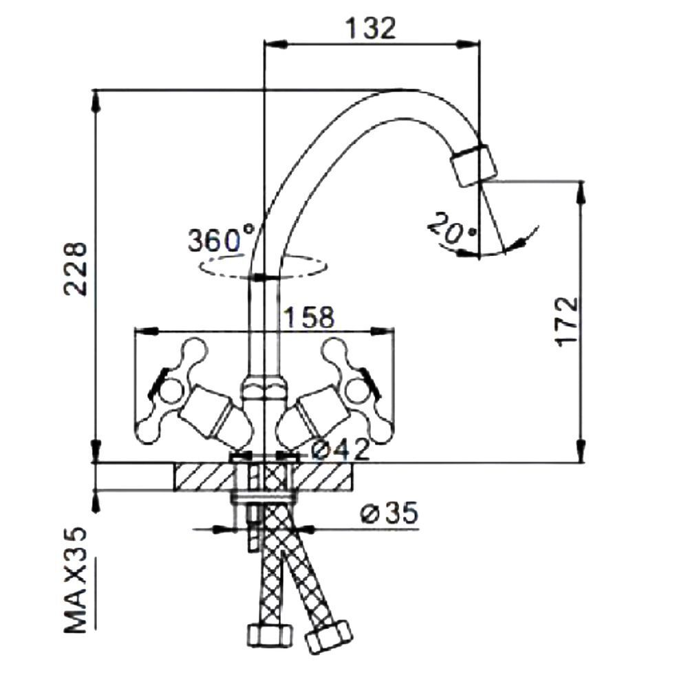 Смеситель для кухни, Frap, с кран-буксой, хром, F4027