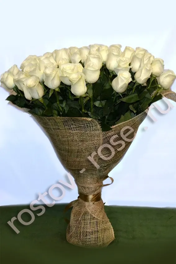 Букет из 101 голландской белой розы, сорт Прауд