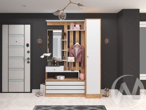 Прихожая "Ямайка" (дуб крафт золотой/белый) Комплектация 1