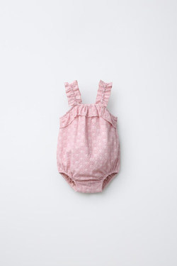 ZARA КОМБИНЕЗОН С АЖУРНОЙ ВЫШИВКОЙ, РОЗОВЫЙ