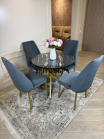 Круглый раздвижной стол "Лофт", луанда и стулья "Чикаго"