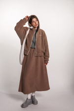 Юбка-трапеция из плюшевой ткани, какао