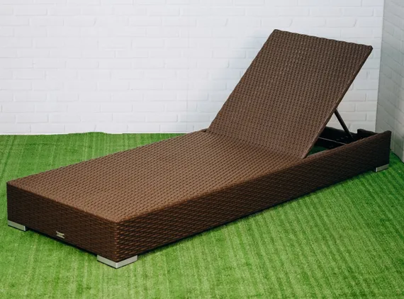 Шезлонг с матрасом Mantera, коричневый, серый