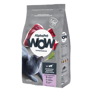 Сухой корм AlphaPet WOW Superpremium для взрослых домашних кошек и котов с уткой и потрошками