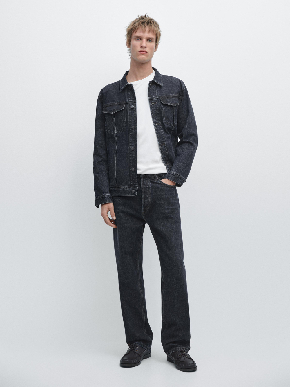 Massimo Dutti Джинсовая куртка с воротником, темно-синий