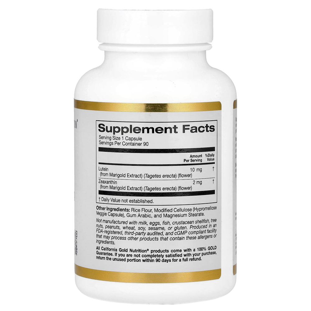 California Gold Nutrition, лютеин, 90 вегетарианских капсул