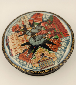 Шкатулка с росписью Москва (d 10см)