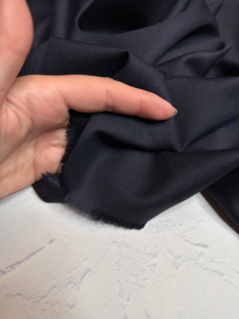 Костюмно-плательная однотонная фланелевая шерсть (Marzotto, 100%шерсть, Полуночный индиго, 148, 290 гр/м2)