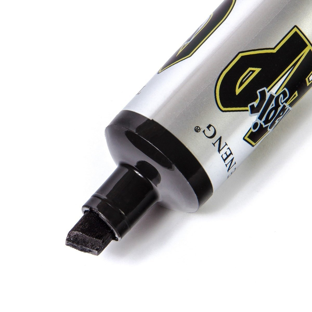 Маркер перманентный, Alingar, черный, скошенный, 8 мм, 12 шт/уп