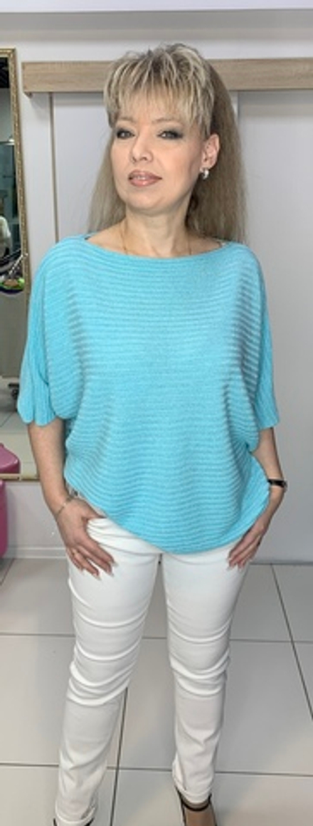 Нарядный итальянский блузон "лапша" с люрексом