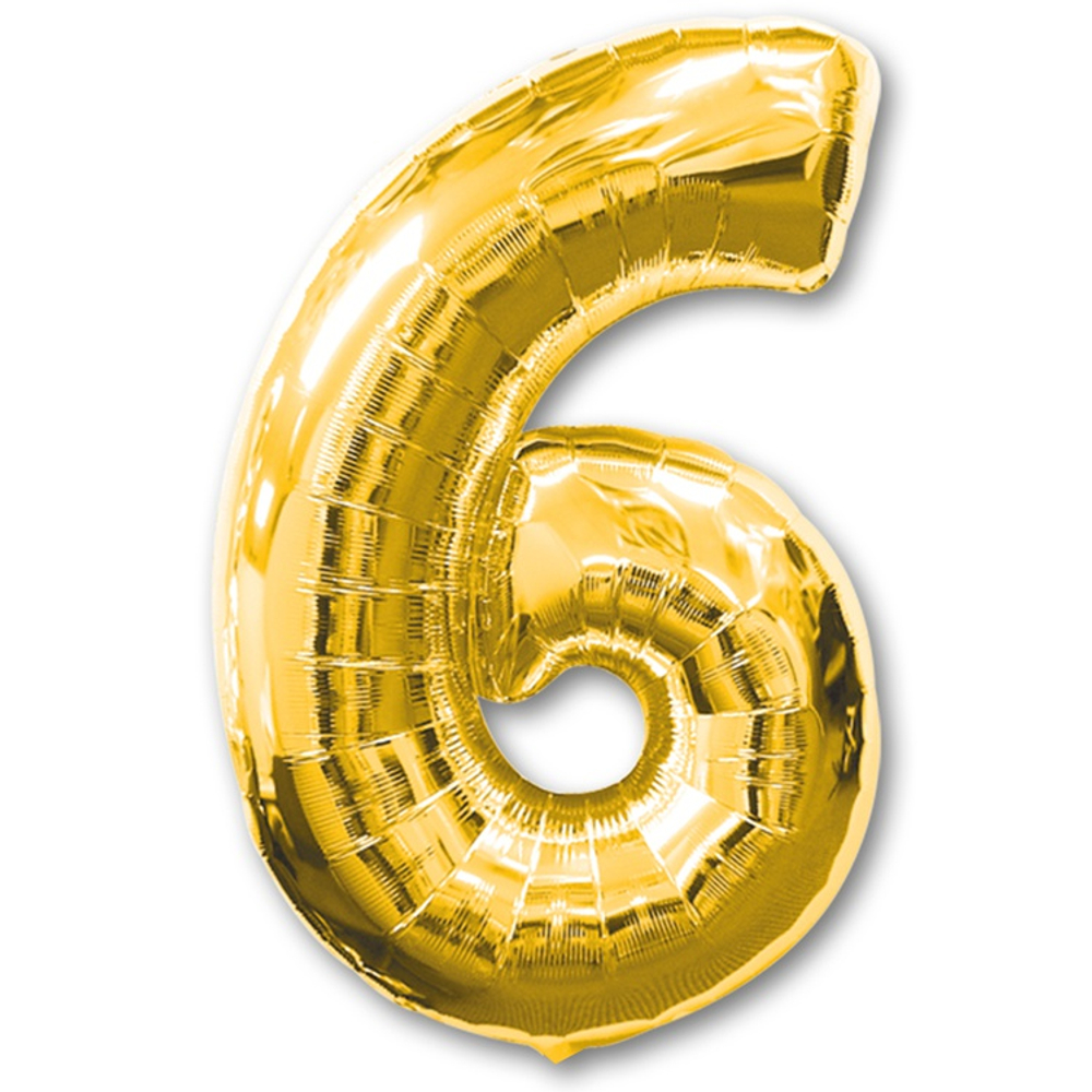 Шар фольгированный Цифра 6 87 см (Золотой)