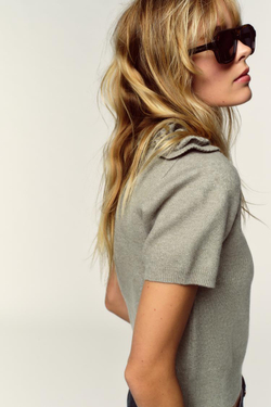 ZARA СВИТЕР С КОРОТКИМИ РУКАВАМИ И ЦВЕТОЧНЫМ УЗОРОМ, ЦВЕТ МХА